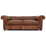 88" Caramel Brown Chesterfield Leather Sofa Made to Order Sofas & Loveseats LOOMLAN By Uptown Sebastian