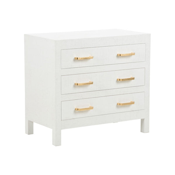 Gracious Raffia Wrapped Three Drawer Chest-Chests-Chelsea House-White-LOOMLAN