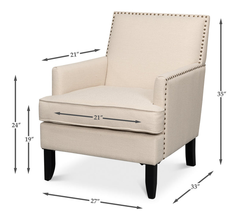 Grady Accent Chair Cream Linen Fabric-Accent Chairs-Sarreid-LOOMLAN