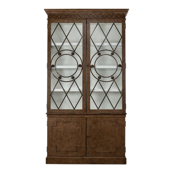 Grafton China Curio Display Cabinet Glass Doors Bookcase-Buffets & Curios-Sarreid-LOOMLAN