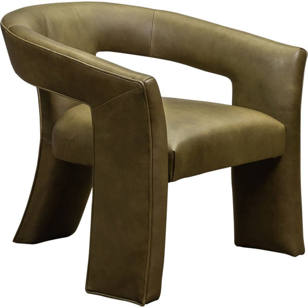 Gramercy Modern Design Leather Chair-Accent Chairs-Olivia + Quinn-Angelina Cactus-LOOMLAN