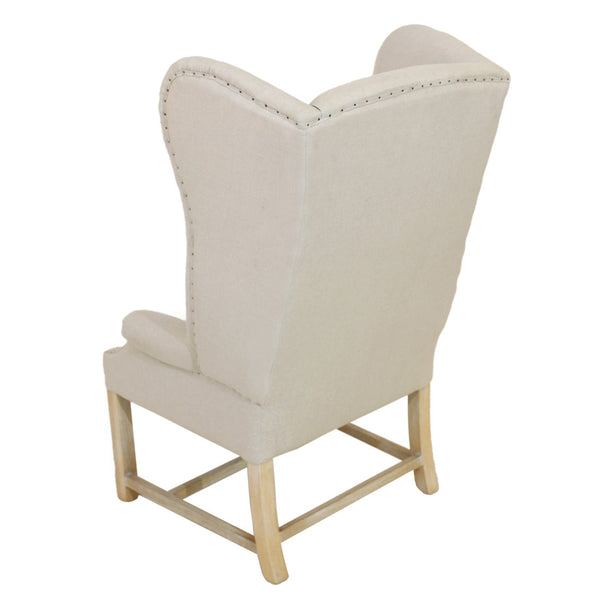 Grand Linen Wingback Chair-Accent Chairs-Furniture Classics-LOOMLAN