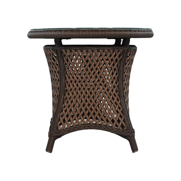 Grand Traverse Outdoor Round End Table With Glass Top Outdoor Side Tables LOOMLAN By Lloyd Flanders