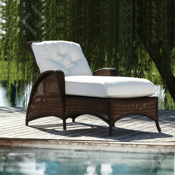 Grand Traverse Patio Adjustable Chaise Lounge With Sunbrella Cushions Outdoor Chaises LOOMLAN By Lloyd Flanders