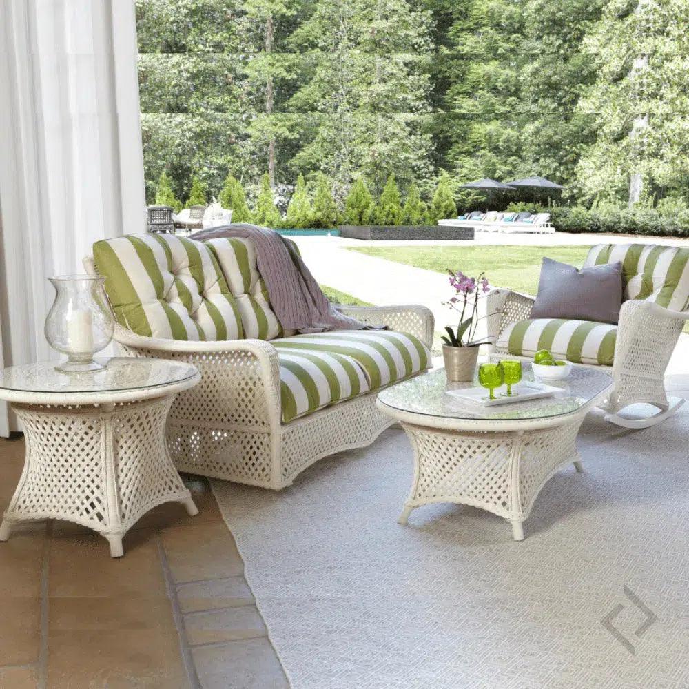 Grand Traverse Patio Glider Loveseat Sunbrella Cushions