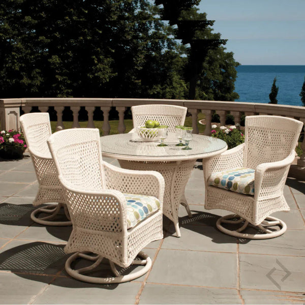 Grand Traverse Patio Round Dining Table With Glass Top Outdoor Dining Tables LOOMLAN By Lloyd Flanders