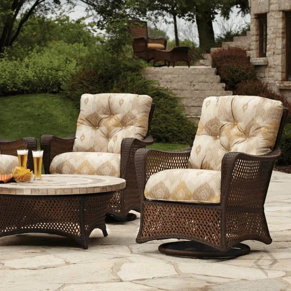 Grand Traverse Patio Swivel Glider Lounge Chair With Sunbrella Cushions Outdoor Accent Chairs LOOMLAN By Lloyd Flanders