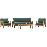 Grande 4-Piece Teak Outdoor Patio Deep Seating Set with Sunbrella Cushions-Outdoor Lounge Sets-HiTeak-Fern Green-LOOMLAN