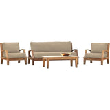 Grande 4PC Outdoor Patio Deep Set Sunbrella Cushion-Outdoor Lounge Sets-HiTeak-Fawn-LOOMLAN