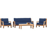 Grande 4PC Outdoor Patio Deep Set Sunbrella Cushion-Outdoor Lounge Sets-HiTeak-Navy-LOOMLAN