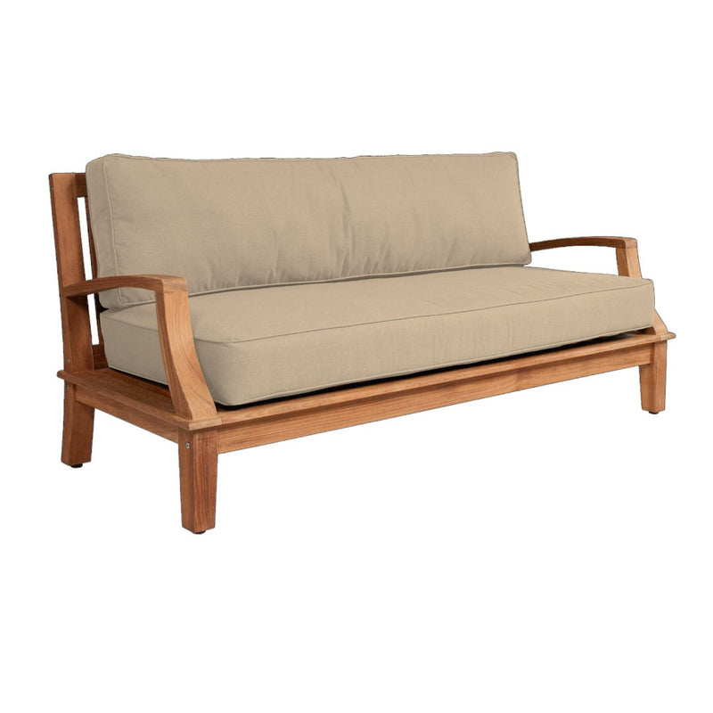 Grande Teak Deep Seating Outdoor Sofa with Sunbrella Cushion-Outdoor Sofas & Loveseats-HiTeak-Fawn-LOOMLAN