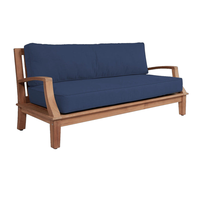 Grande Teak Deep Seating Outdoor Sofa with Sunbrella Cushion-Outdoor Sofas & Loveseats-HiTeak-Navy-LOOMLAN
