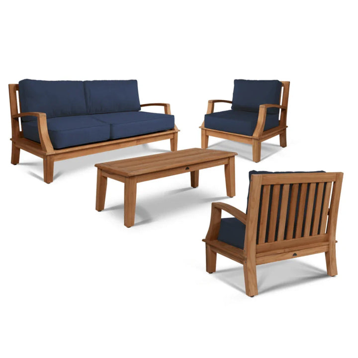 Grande Teak Patio Deep Sofa Set with Sunbrella 4PC - LOOMLAN - HiTeak - Outdoor Sofas & Loveseats