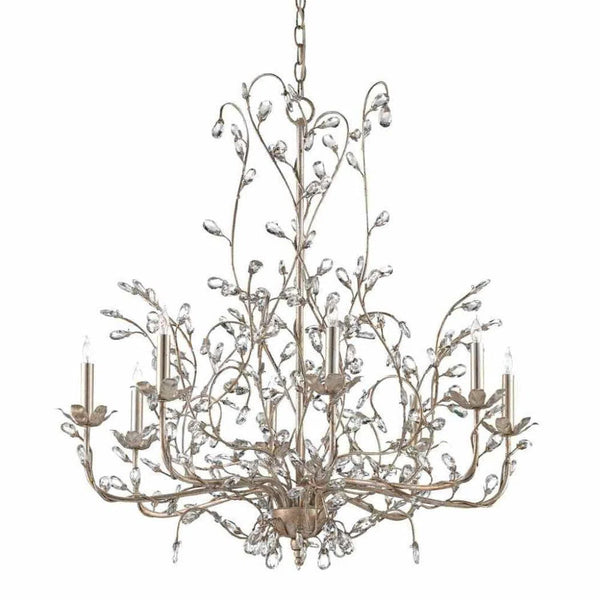 Granello Crystal Bud Silver Large Chandelier Chandeliers LOOMLAN By Currey & Co
