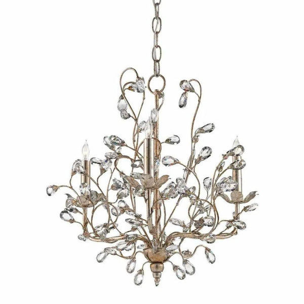 Granello Crystal Bud Silver Small Chandelier Chandeliers LOOMLAN By Currey & Co