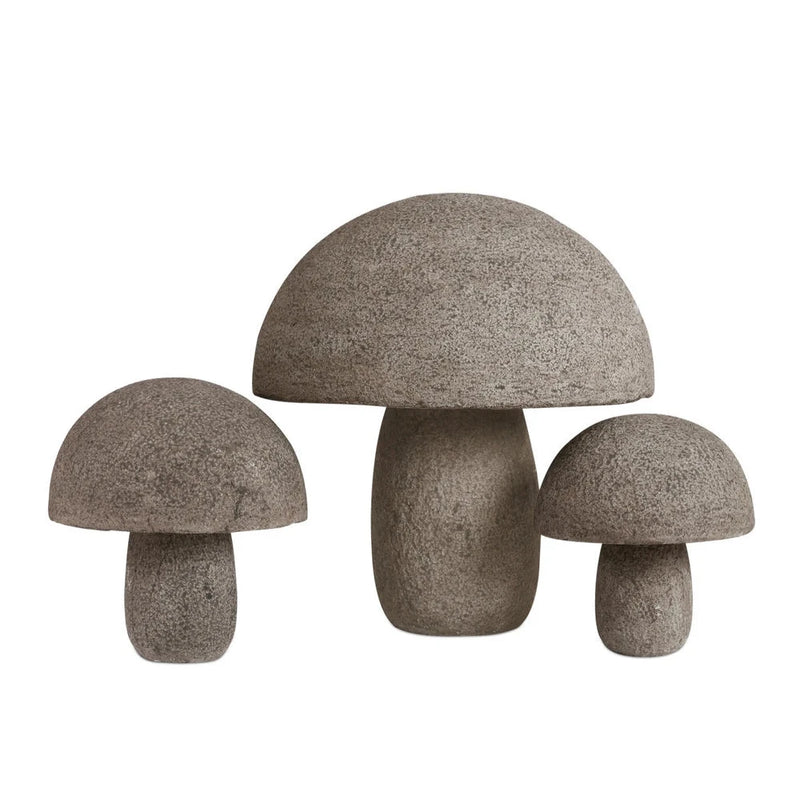 Currey & Co-Granite Stone Textured Outdoor Mushroom Sculpture-Statues & Sculptures-Small-LOOMLAN