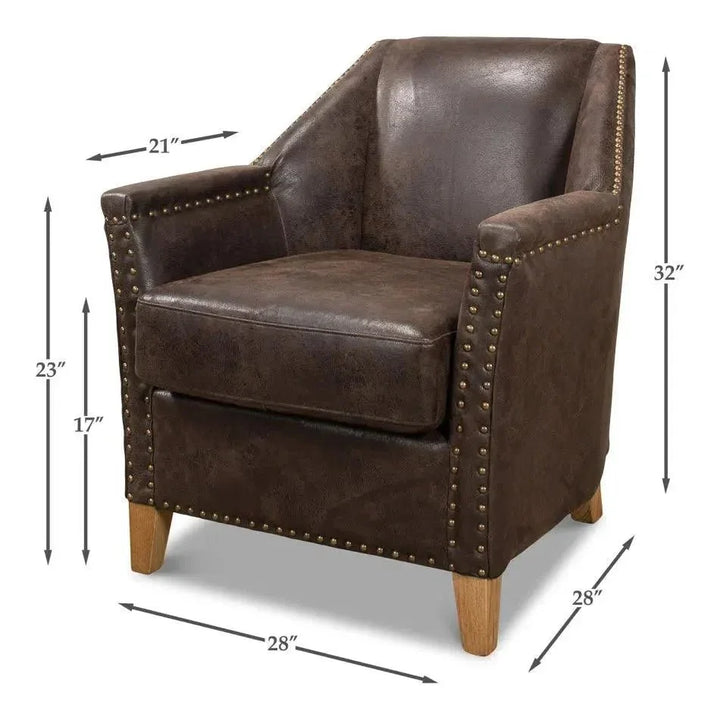 Granville Leather Club Chair - LOOMLAN - Sarreid - Club Chairs