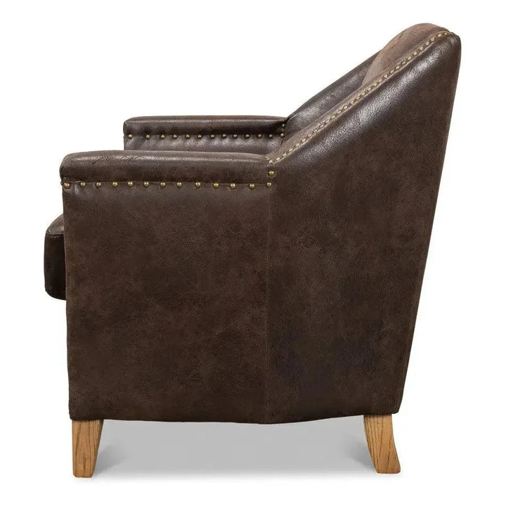Granville Leather Club Chair - LOOMLAN - Sarreid - Club Chairs