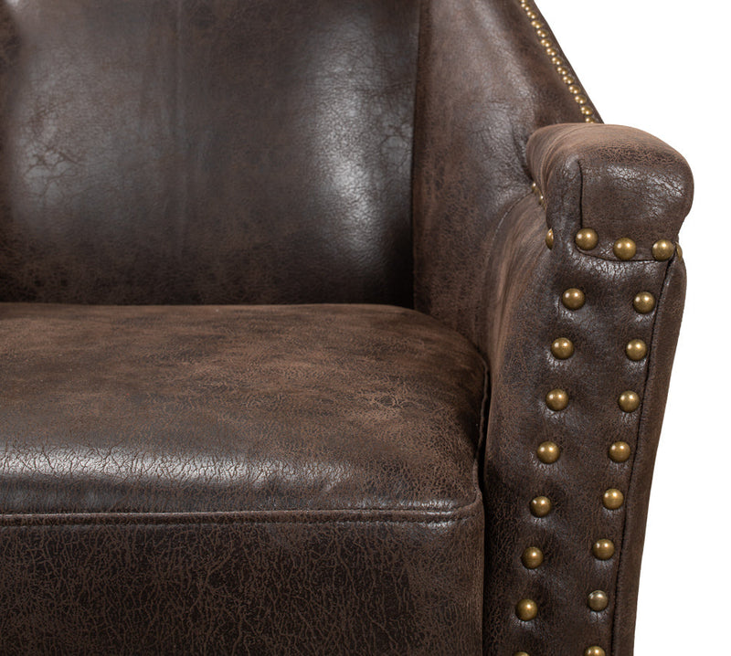 Granville Leather Club Chair-Club Chairs-Sarreid-LOOMLAN
