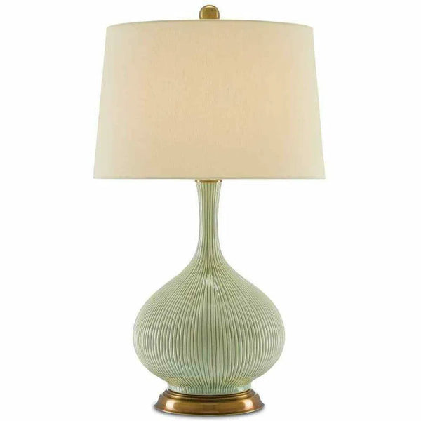 Grass Green Antique Brass Cait Table Lamp Table Lamps LOOMLAN By Currey & Co