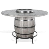 Gray Counter Height Barrell Pub Table Lazy Susan