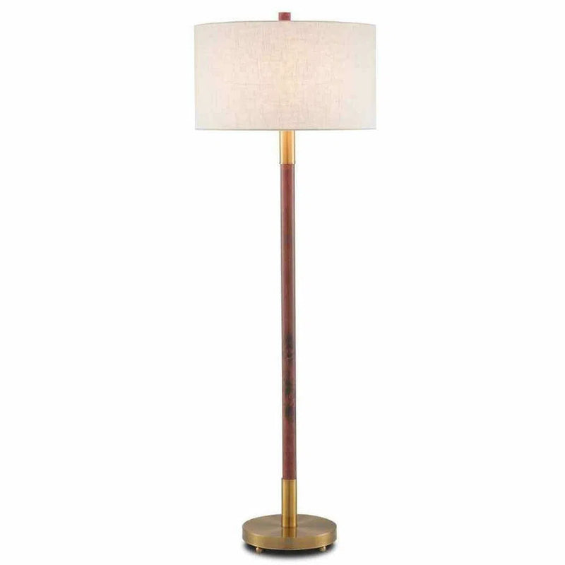 Gray Salt Antique Brass Bravo Floor Lamp Floor Lamps LOOMLAN By Currey & Co