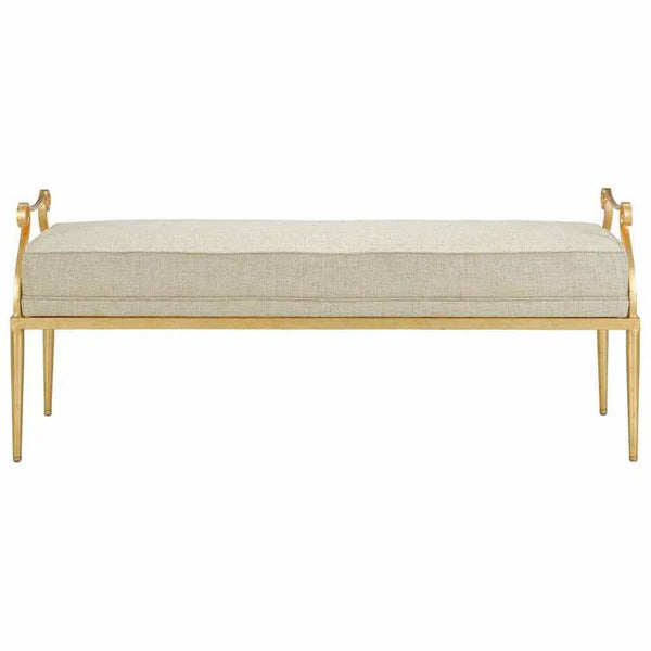 Grecian Gold Genevieve Shimmer Gold Bench Bedroom Benches LOOMLAN By Currey & Co