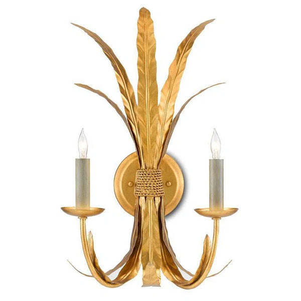 Grecian Gold Leaf Bette Wall Sconce Bunny Williams Collection Wall Sconces LOOMLAN By Currey & Co