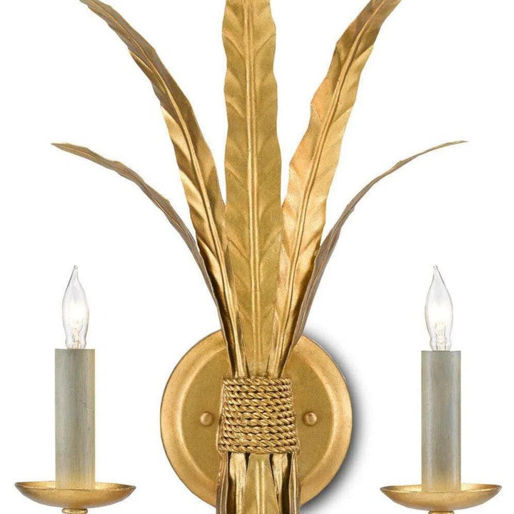 Grecian Gold Leaf Bette Wall Sconce Bunny Williams - LOOMLAN - Currey & Co - Wall Sconces