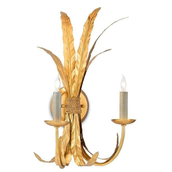 Grecian Gold Leaf Bette Wall Sconce Bunny Williams - LOOMLAN - Currey & Co - Wall Sconces