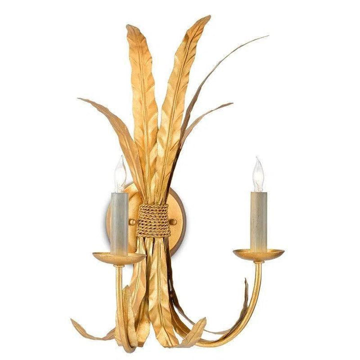 Grecian Gold Leaf Bette Wall Sconce Bunny Williams - LOOMLAN - Currey & Co - Wall Sconces
