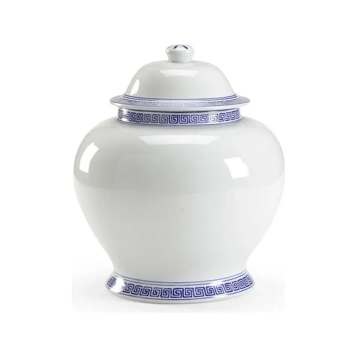 Greek Key Covered Porcelain Urn - LOOMLAN - Chelsea House - Vases & Jars