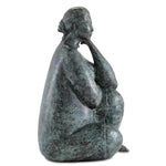 Green Black Lady Meditating Bronze