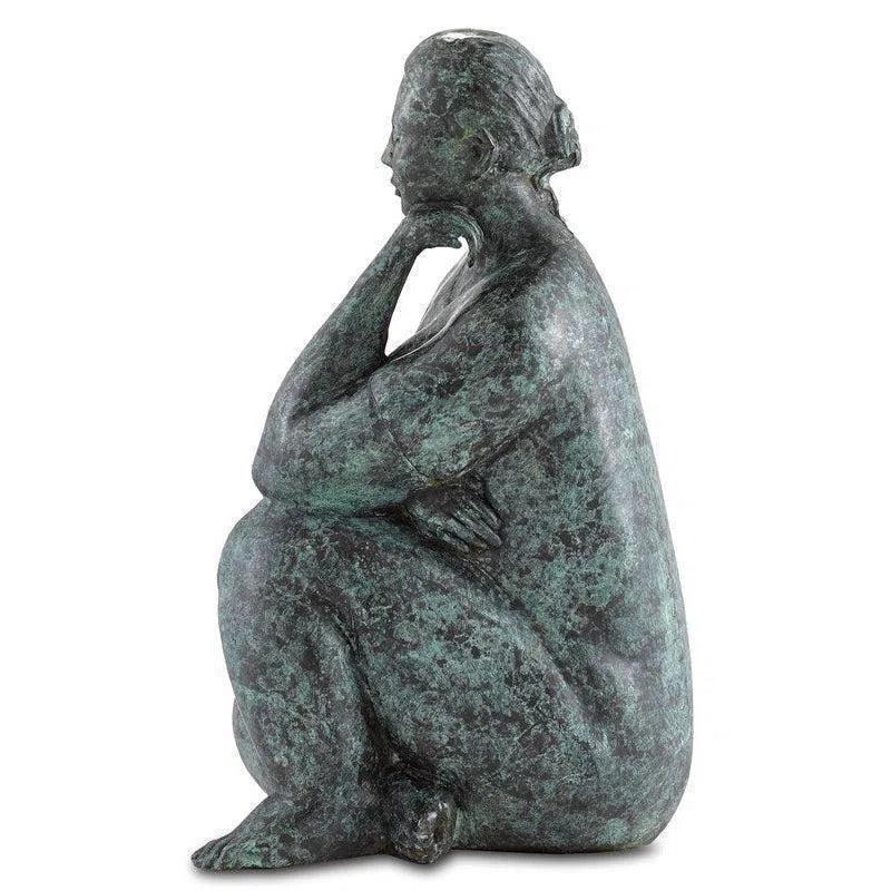 Green Black Lady Meditating Bronze