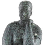 Green Black Lady Meditating Bronze