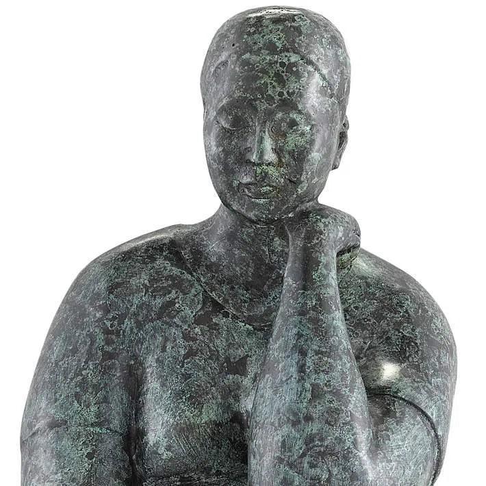 Green Black Lady Meditating Bronze