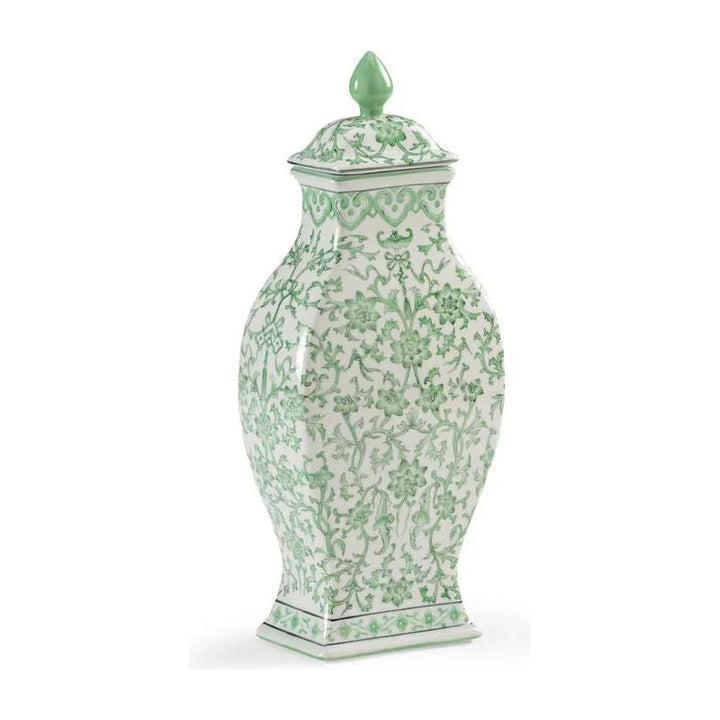Green Covered Porcelain Urn - LOOMLAN - Chelsea House - Vases & Jars