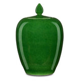 Green Imperial Green Ginger Jar Vases & Jars LOOMLAN By Currey & Co