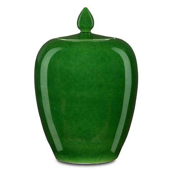 Green Imperial Green Ginger Jar Vases & Jars LOOMLAN By Currey & Co