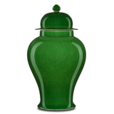 Green Imperial Green Temple Jar Vases & Jars LOOMLAN By Currey & Co