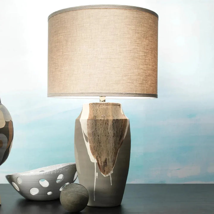 Grey Ceramic Landslide Table Lamp - LOOMLAN - Jamie Young - Table Lamps