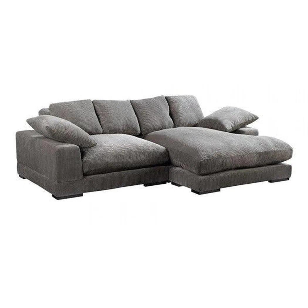 Grey Corduroy Reversible Sectional Sofa