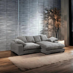 Grey Corduroy Reversible Sectional Sofa