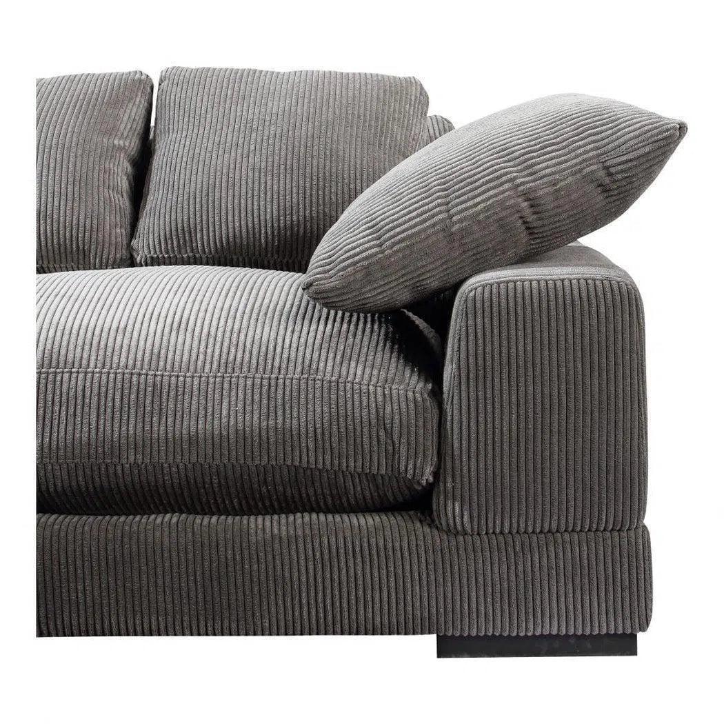 Grey Corduroy Reversible Sectional Sofa