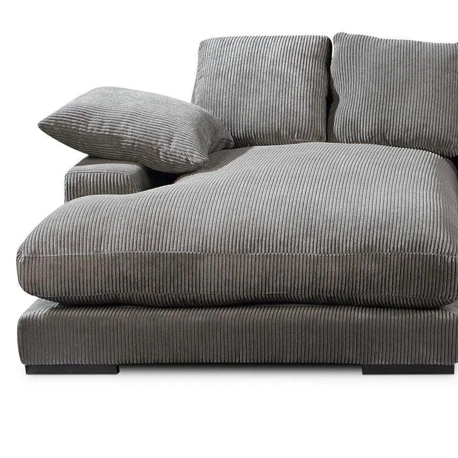 Grey Corduroy Reversible Sectional Sofa