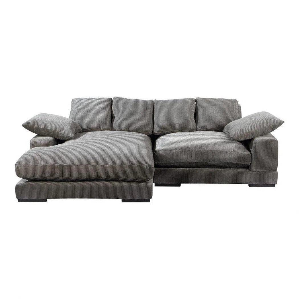 Grey Corduroy Reversible Sectional Sofa