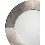 Grey Cowhide Leather Round Cross Stitch Wall Mirror