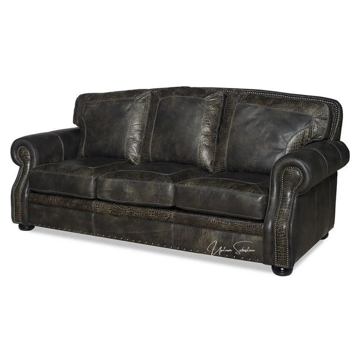 Grey Croc Western Couch Grey Alligator Embossed Leather - LOOMLAN - Uptown Sebastian - Sofas & Loveseats