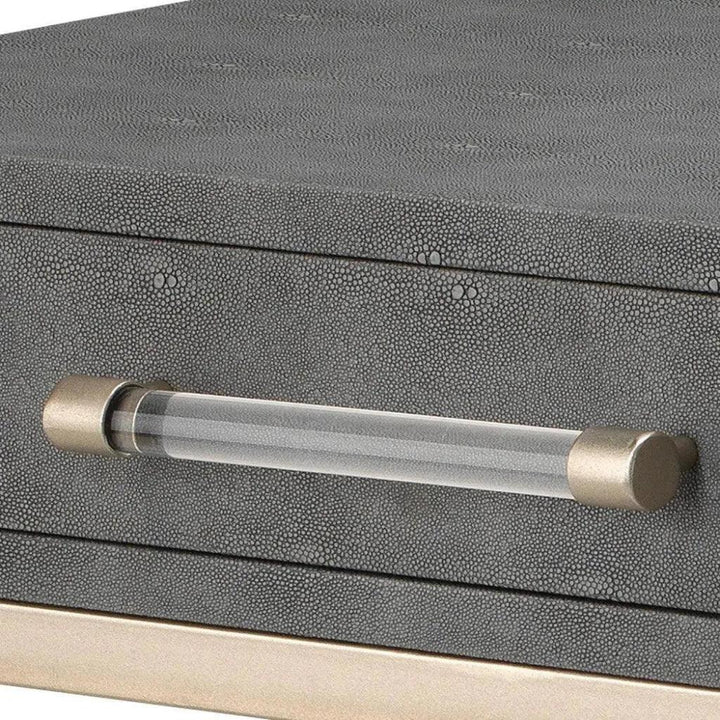 Grey FauxLeather Iron Kain Console - LOOMLAN - Jamie Young - Console Tables