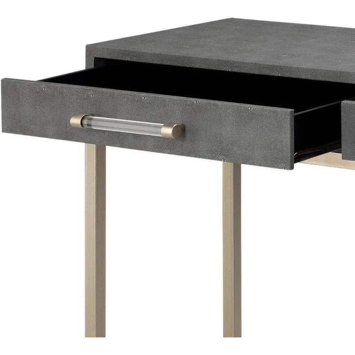 Grey FauxLeather Iron Kain Console - LOOMLAN - Jamie Young - Console Tables